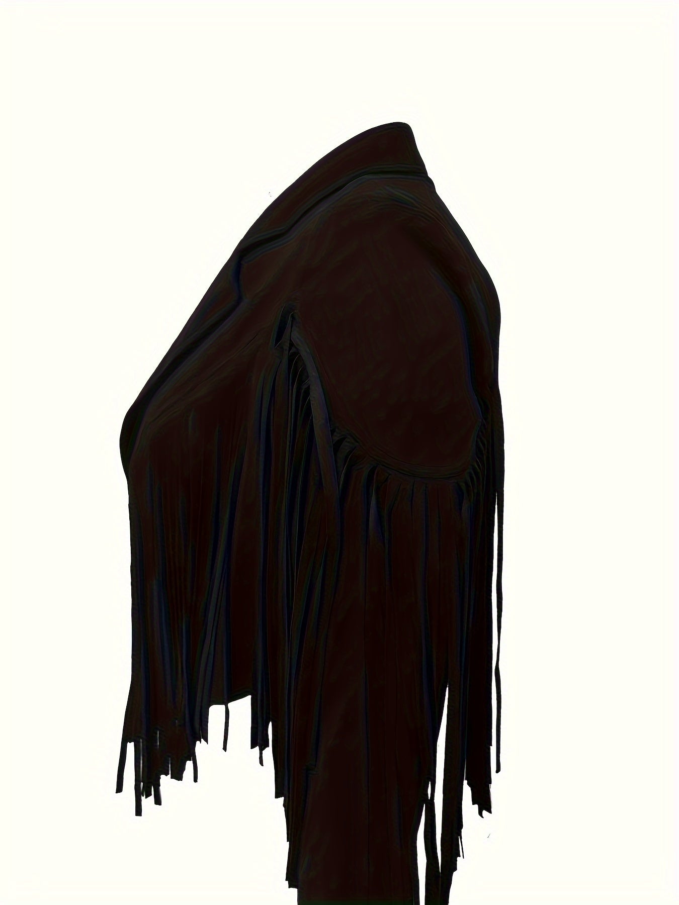 Blazer Feminino Plus Size Casual – Corte Cropped, Franjas, Manga Longa