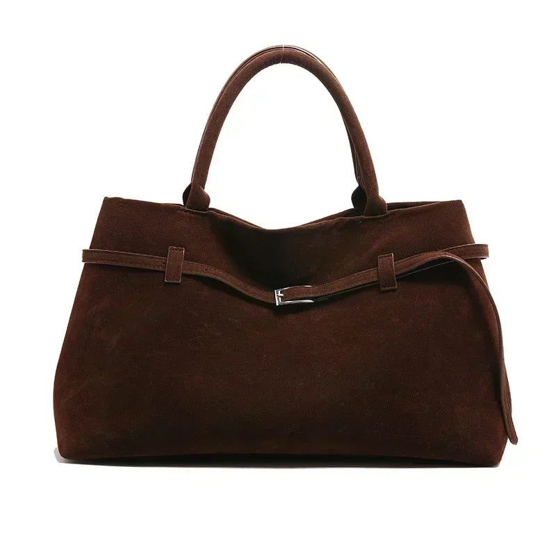 Bolsa Tote Suede Fivela Luxo Casual