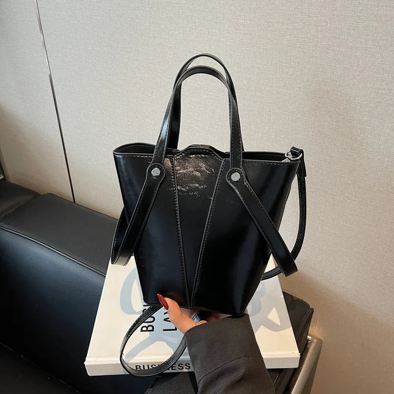 Bolsa Feminina Bucket Multi-Way – PU Couro Impermeável Minimalista