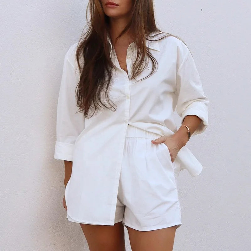 Conjunto Linho-Algodão Travel – Camisa Manga Longa & Shorts