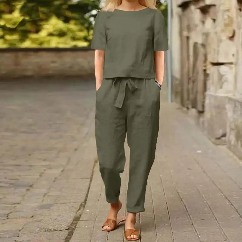 Conjunto Linho & Algodão – Elegância Natural para Dias Leves