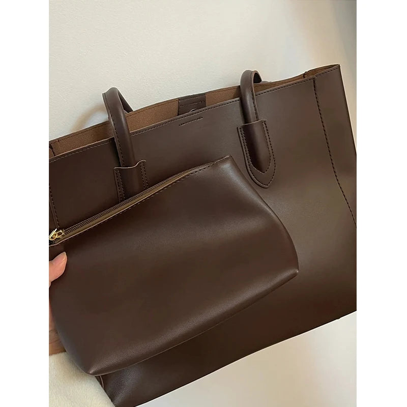 Large Capacity Tote Bag Commuter Class Underarm Single Shoulder Bag Fashionable Versatile Mother Bag Magnetic Button Closure...