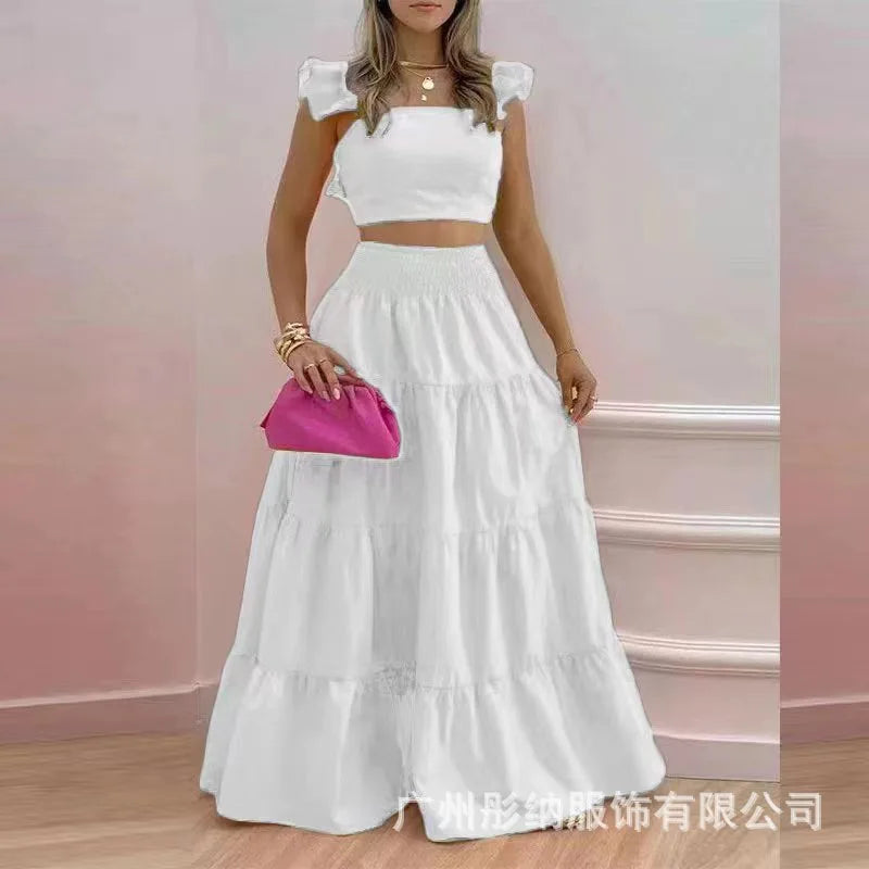 Elegant Women's Outfit – Loose Top & Maxi Dress