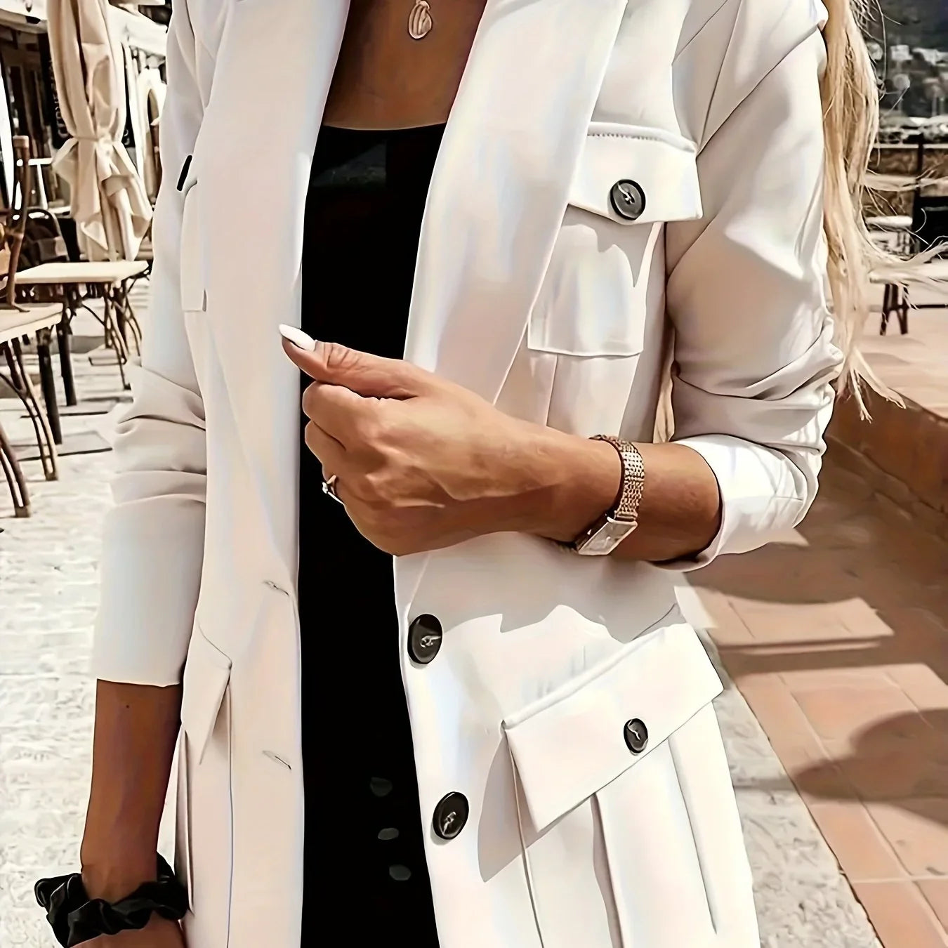 Blazer de Alfaiataria Branca – Toque Moderno para o Look Profissional