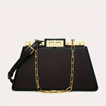 Bolsa Feminina Ombro & Transversal em Couro Genuíno – Corrente Dourada & Clip Premium