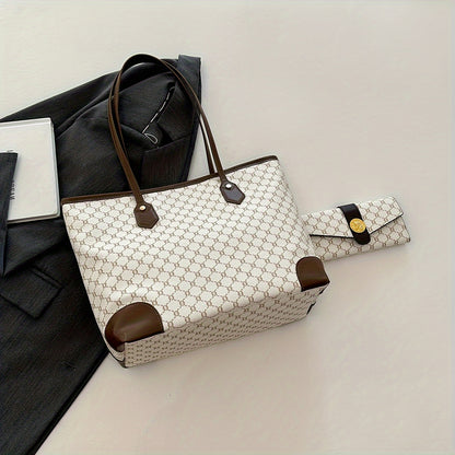 Bolsa Tote Feminina Texturizada com Carteira – Estilo Clássico e Elegância para o Dia a Dia