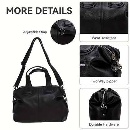 Bolsa Feminina Tote Grande Capacidade – Ombro em PU macio, cor sólida para rotina com estilo