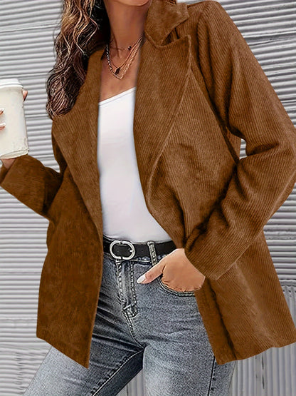 Blazer Feminino Gola Lapela – Manga Longa, Versátil para Todas Estações