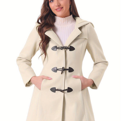 Trench Coat Duplo Botão Mid-Thigh com Capuz – Proteção & Estilo