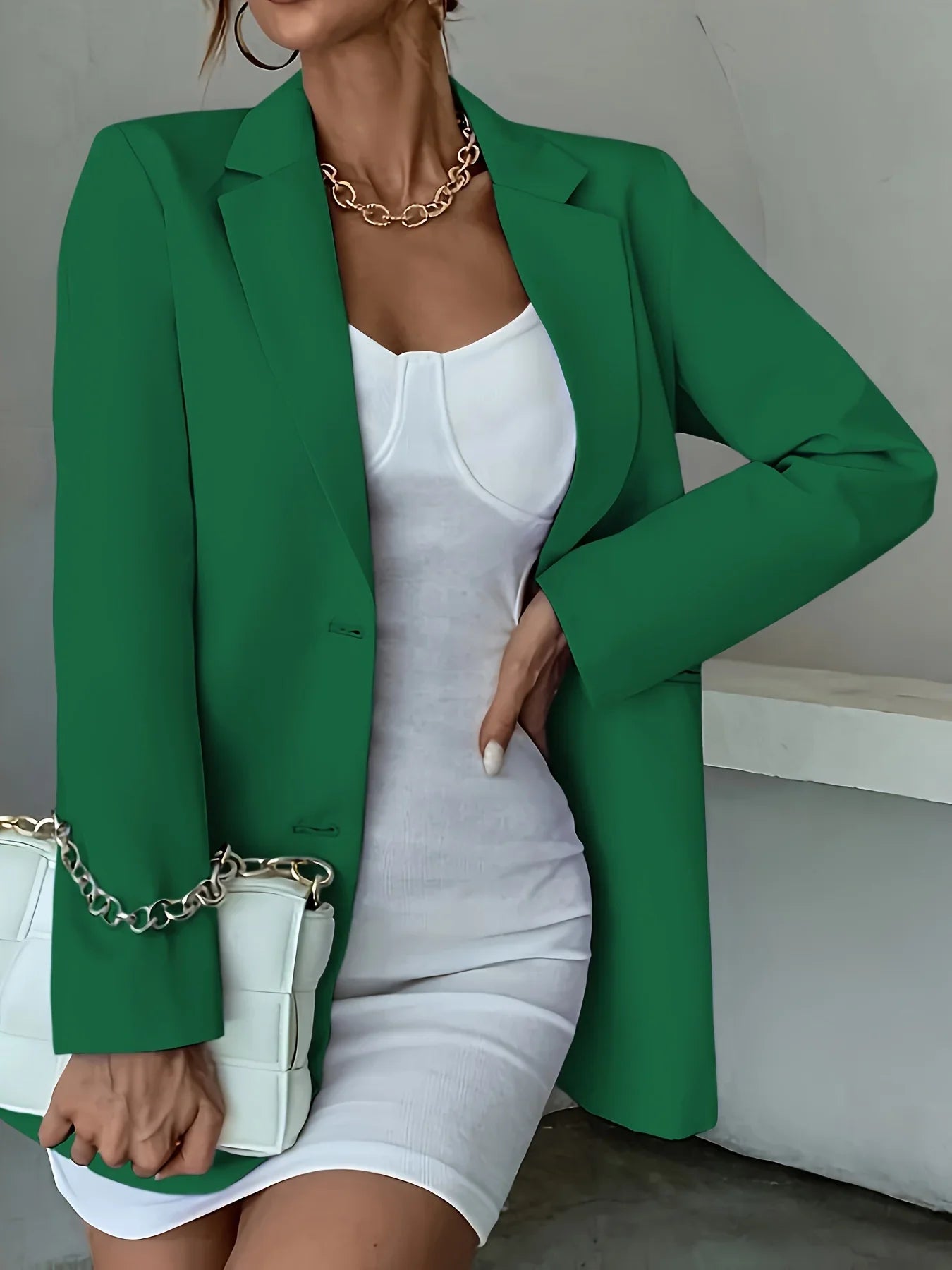 Blazer Single-Breasted Lapela Elegante – Office & Casual