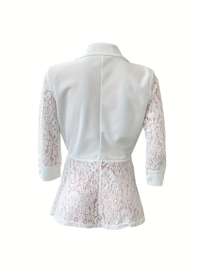 Blazer Feminino de Renda Chic – Manga Longa, Estação Primavera/Outono