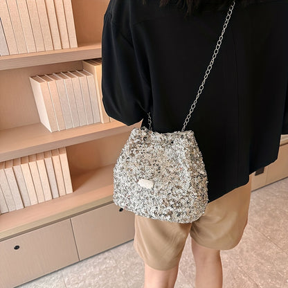 Bolsa Feminina Bucket Lantejoulas – Brilho & Textura para Looks Festa Dia & Noite