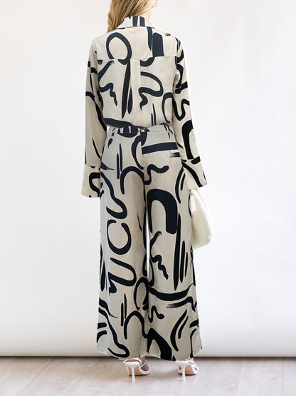 Conjunto Feminino Floral Blusa + Calça Pantalona – Elegância Casual com Toque Romântico