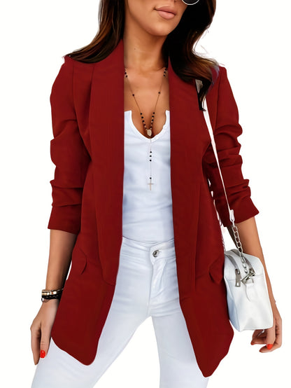 Blazer Feminino Versátil “V-Neck” com Bolsos – Manga Longa & Corte Solto