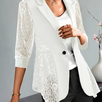 Blazer Feminino de Renda Chic – Manga Longa, Estação Primavera/Outono