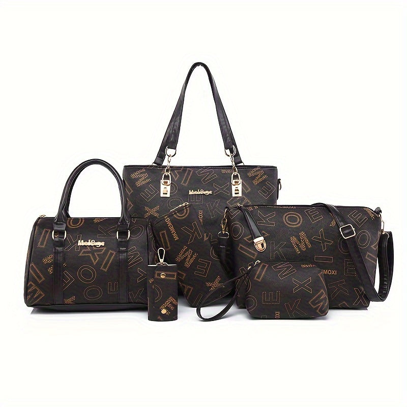 Kit Bolsas Femininas Letter Print – Tote & Crossbody Versátil para Dia e Viagem