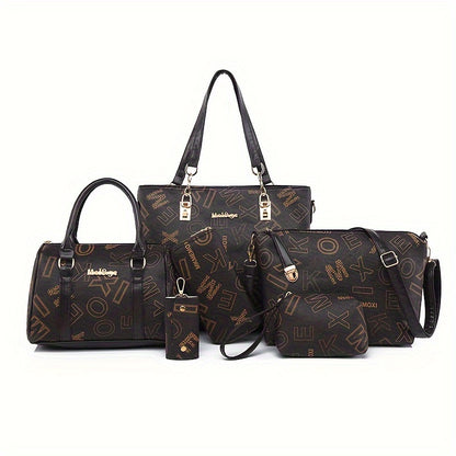 Kit Bolsas Femininas Letter Print – Tote & Crossbody Versátil para Dia e Viagem