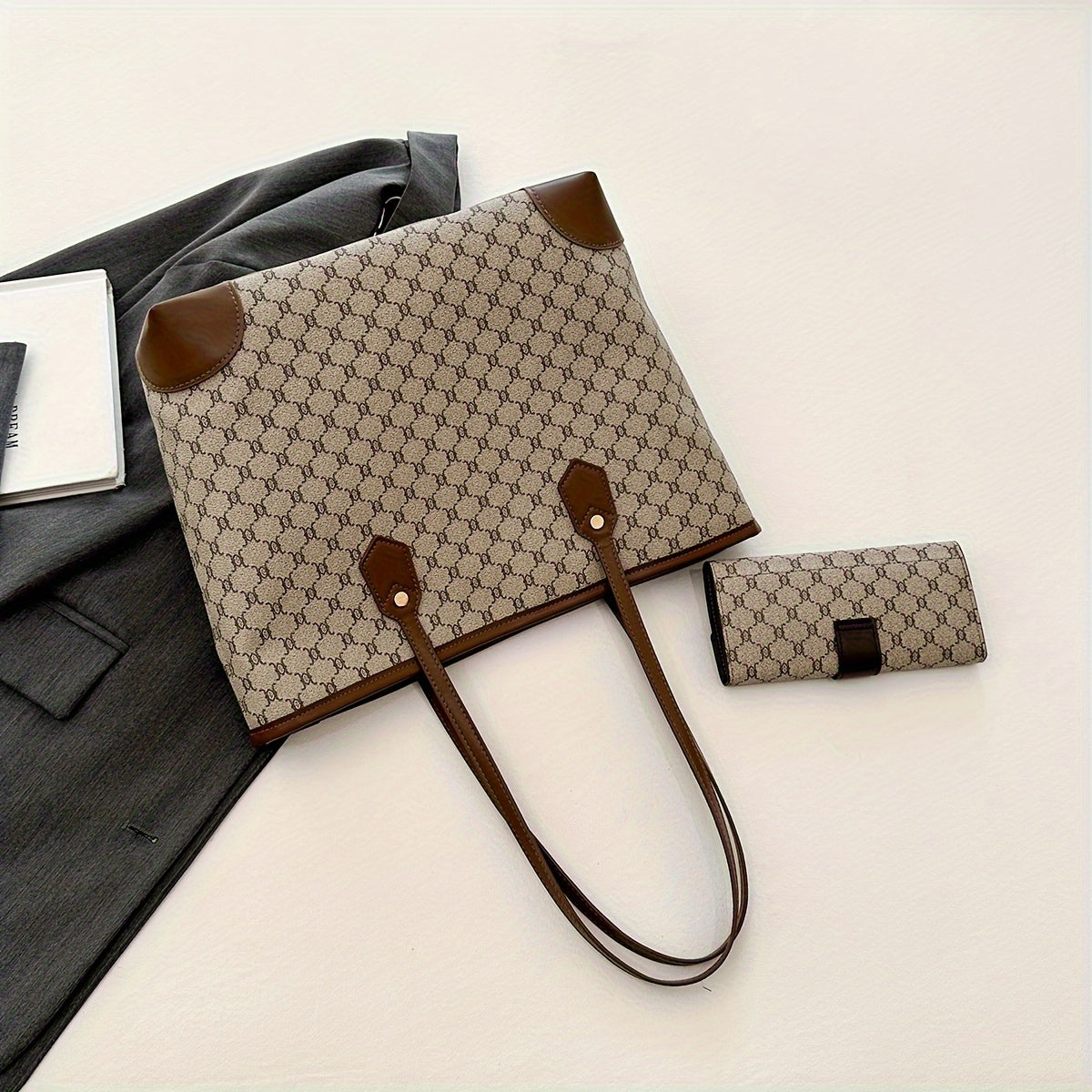 Conjunto Feminino Tote Clássico + Carteira – Inspiração Retrô com Capacidade e Elegância