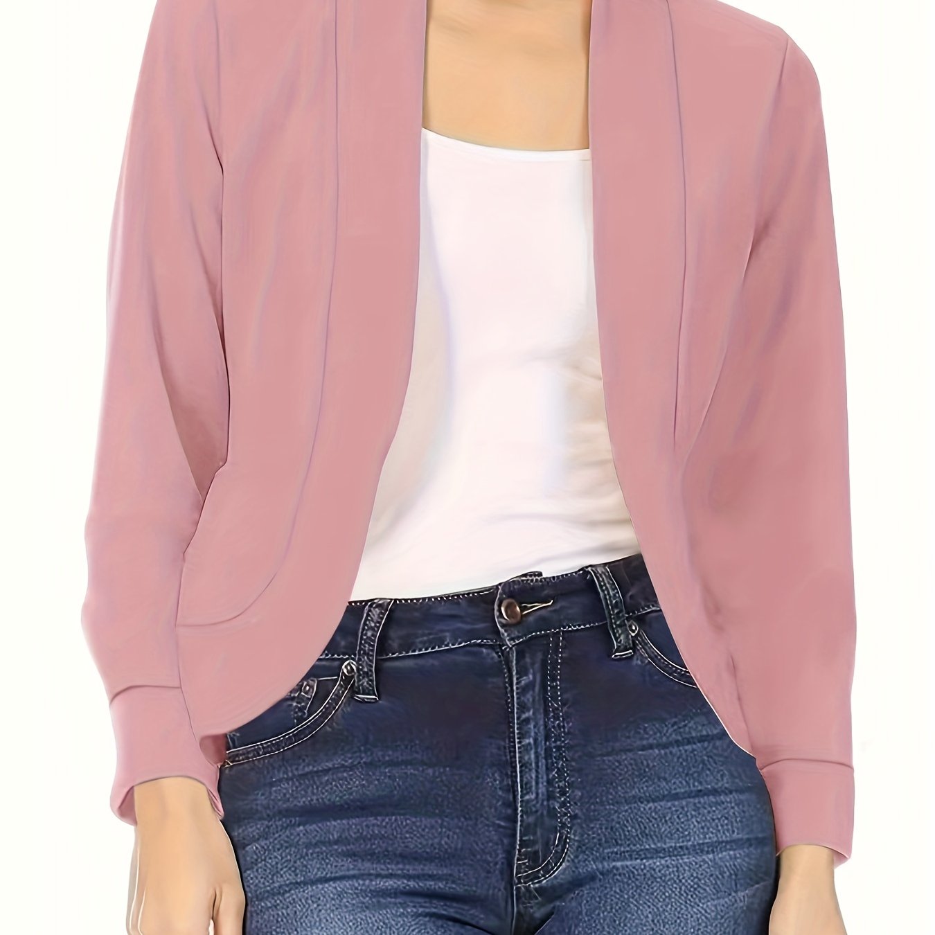 Blazer Feminino Gola Lapela – Manga Longa, Corte Aberto, Versátil Escritório/Casual