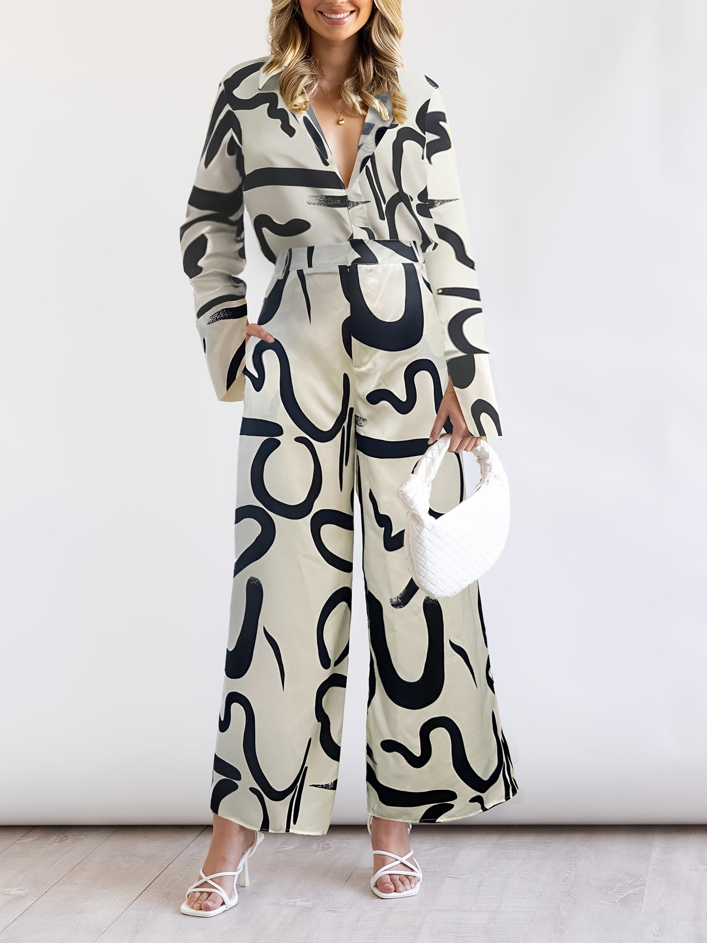 Conjunto Feminino Floral Blusa + Calça Pantalona – Elegância Casual com Toque Romântico