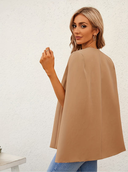 Blazer Feminino Bege Leve – Casual & Elegante com Mangas Fendas, Sem Fecho