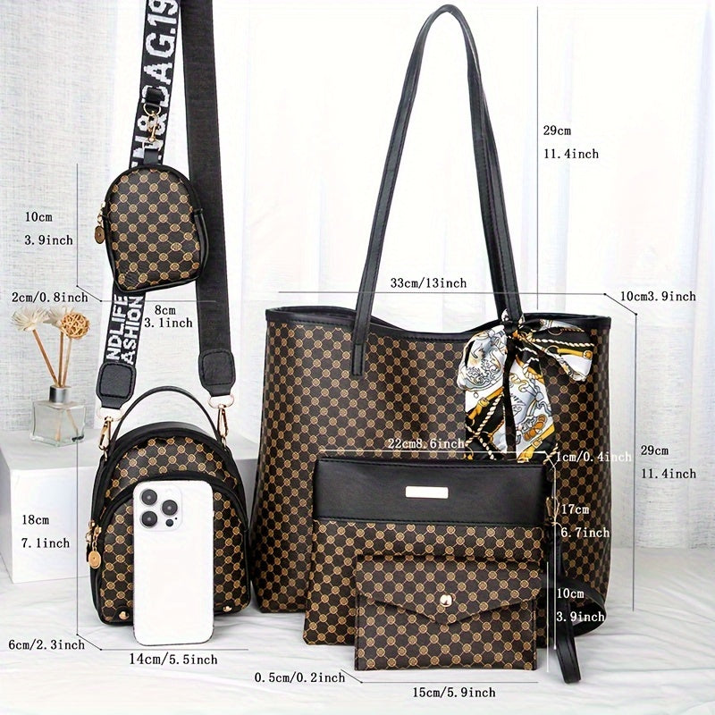 Kit 4 Bolsas Femininas Vintage – Tote, Crossbody & Shoulder com Charme Retrô