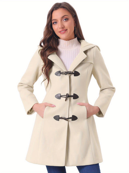 Trench Coat Duplo Botão Mid-Thigh com Capuz – Proteção & Estilo