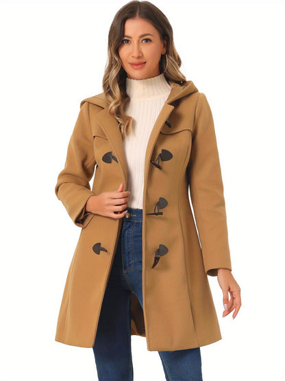 Trench Coat Duplo Botão Mid-Thigh com Capuz – Proteção & Estilo
