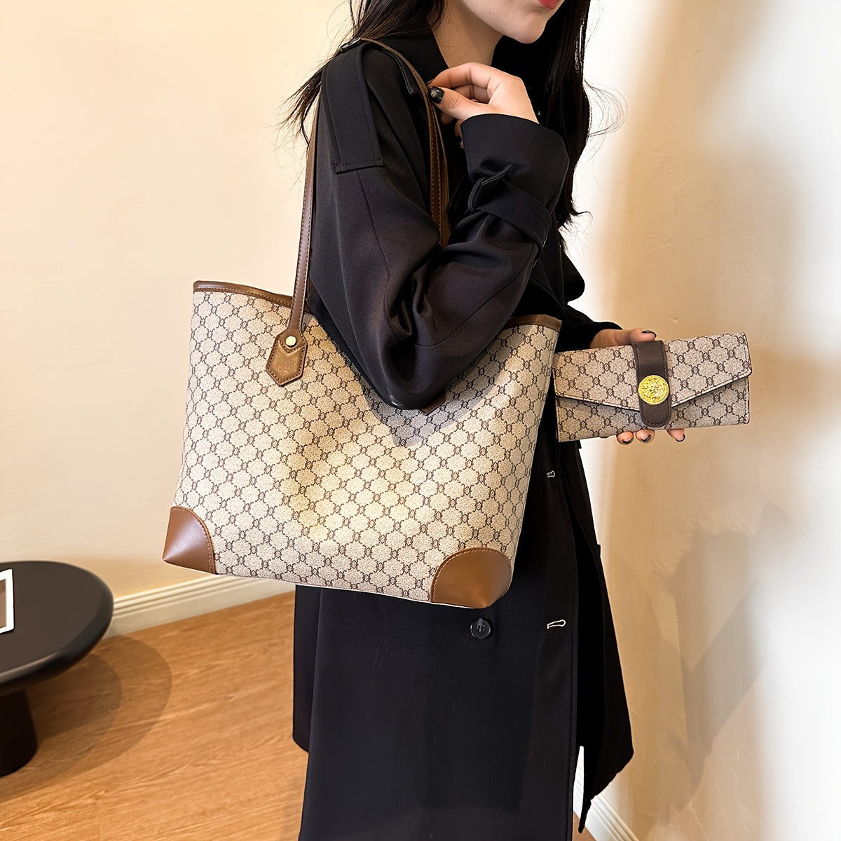 Conjunto Feminino Tote Clássico + Carteira – Inspiração Retrô com Capacidade e Elegância