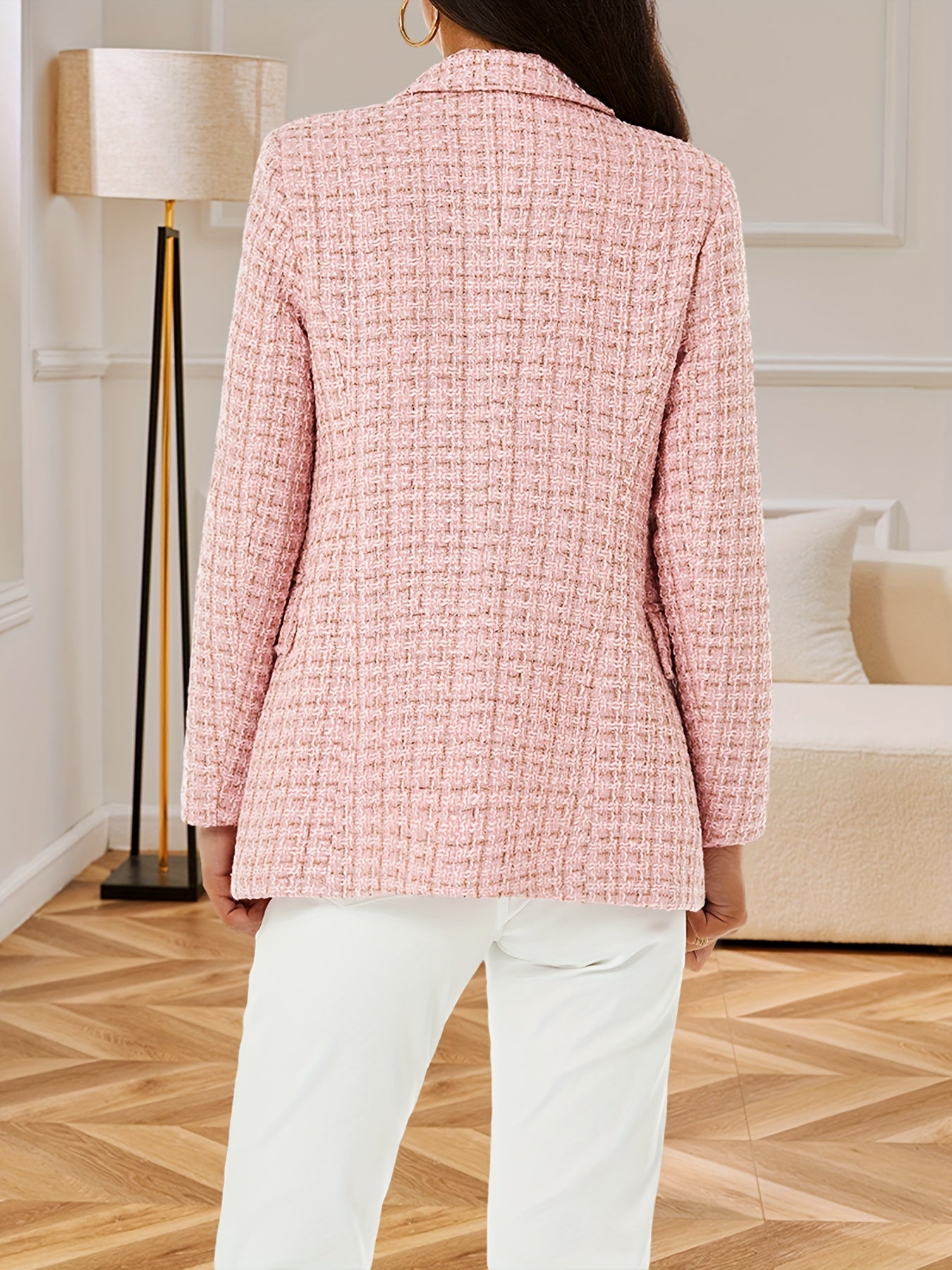 Blazer Feminino Botões Duplos – Gola Lapela, Manga Longa