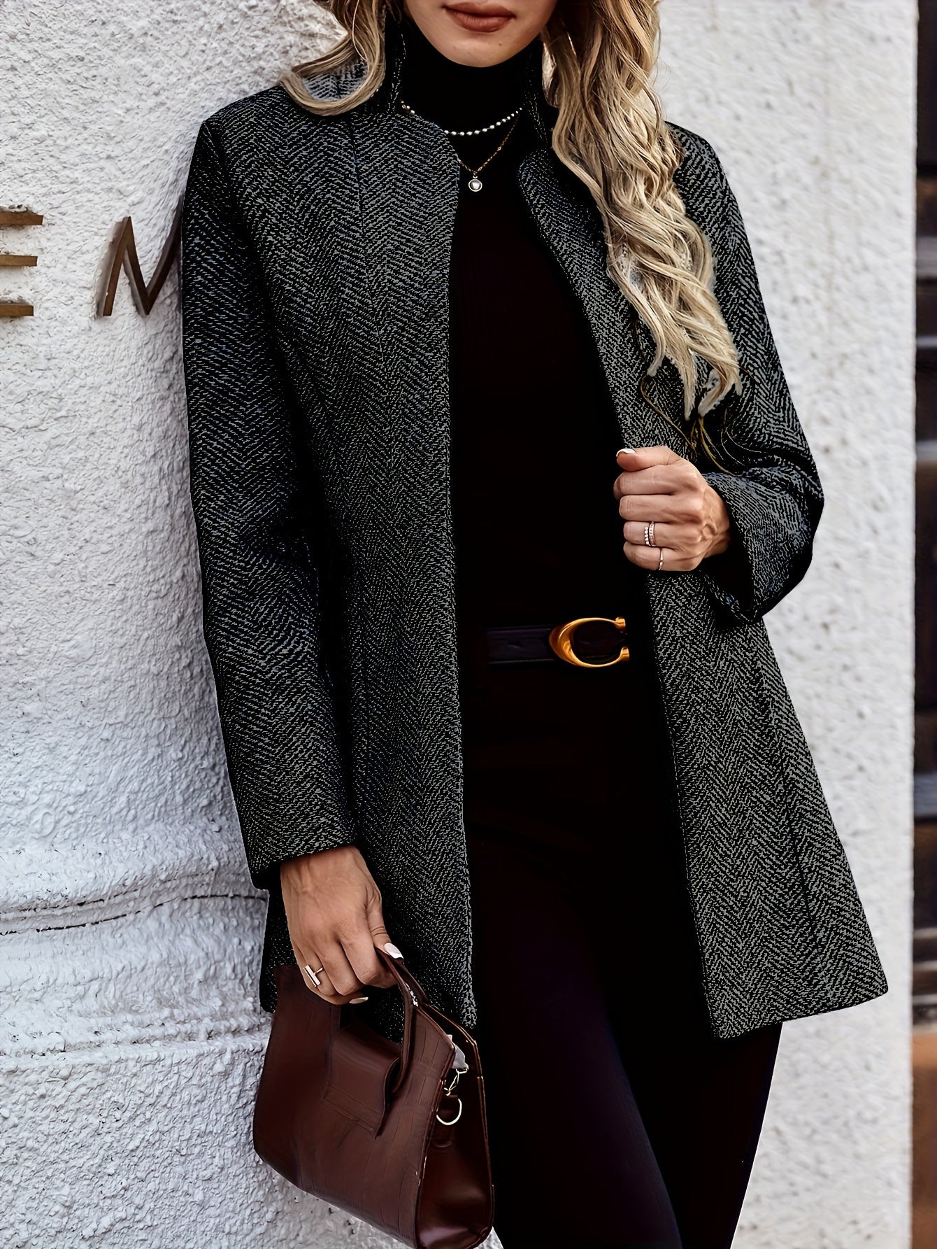 Blazer Texturizado Open-Front – Estilo Refinado