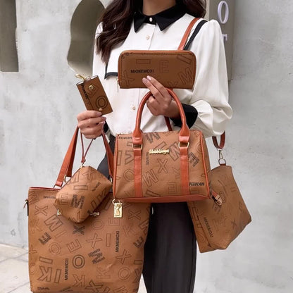 Kit Bolsas Femininas Letter Print – Tote & Crossbody Versátil para Dia e Viagem