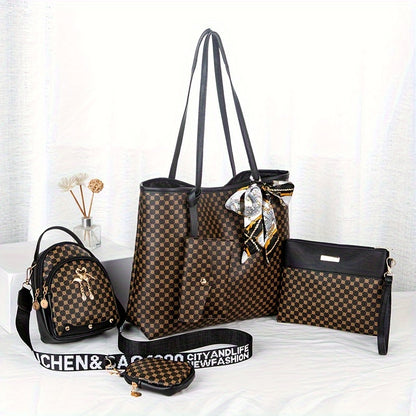 Kit 4 Bolsas Femininas Vintage – Tote, Crossbody & Shoulder com Charme Retrô