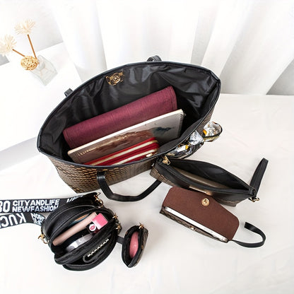 Kit 4 Bolsas Femininas Vintage – Tote, Crossbody & Shoulder com Charme Retrô