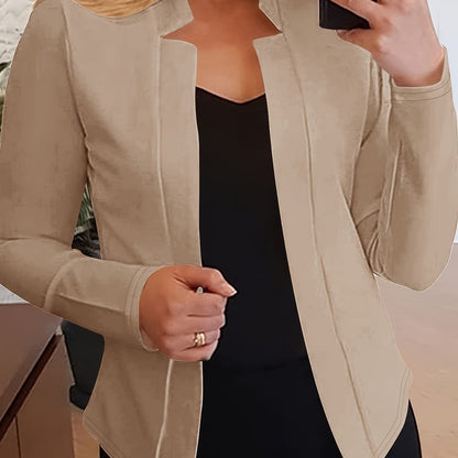 Blazer Feminino Slim Elegante – Manga Longa, Frente Aberta, Ideal para Escritório