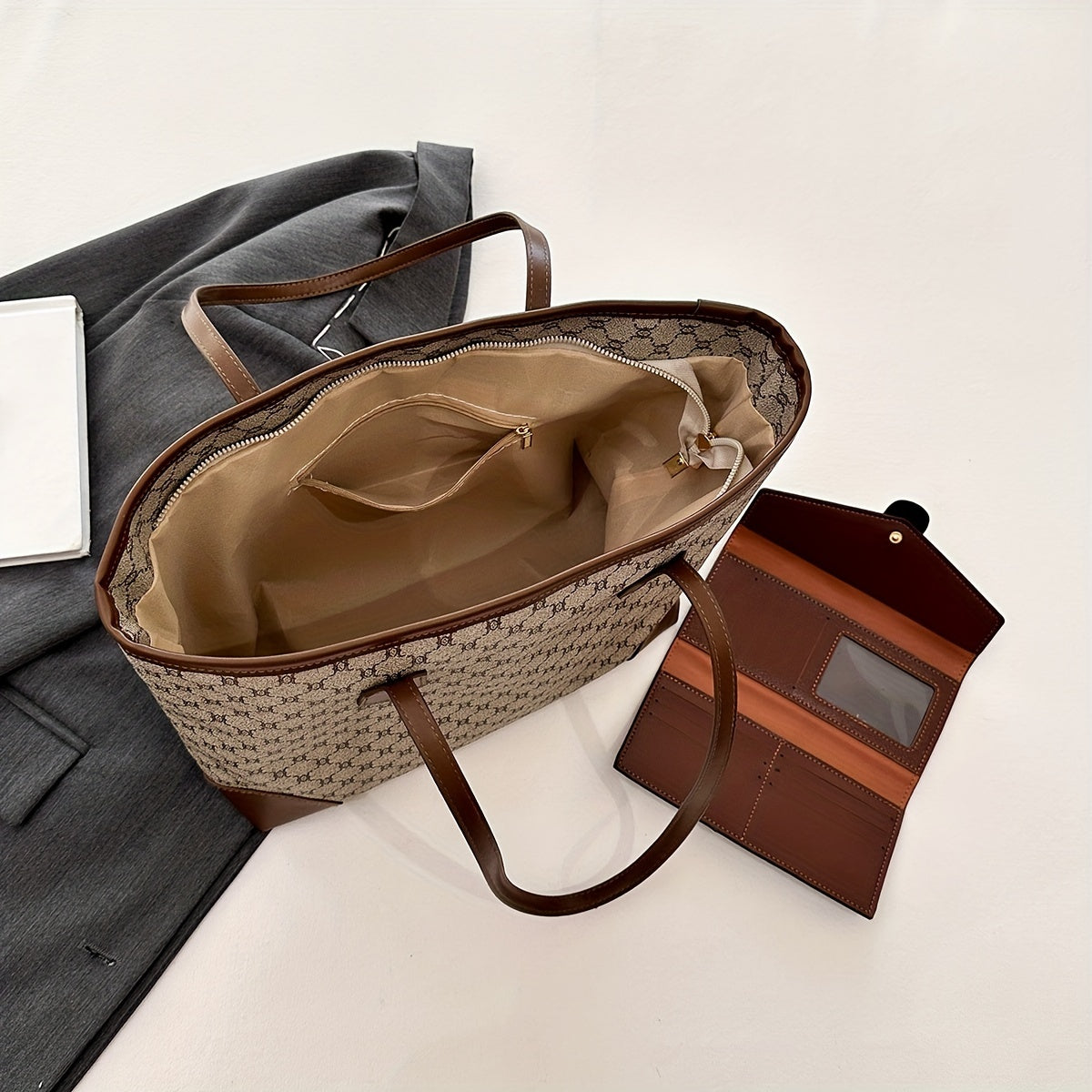 Conjunto Feminino Tote Clássico + Carteira – Inspiração Retrô com Capacidade e Elegância