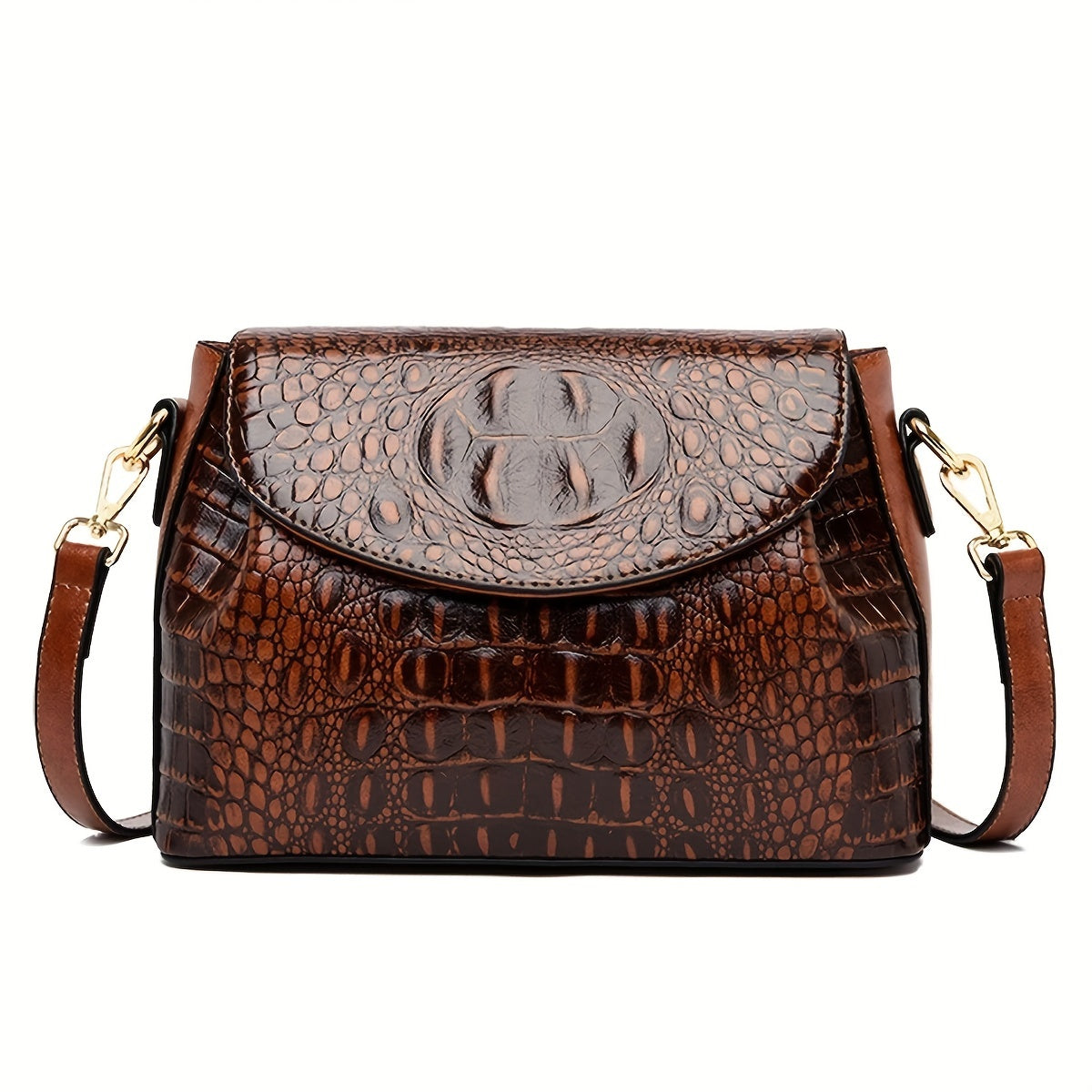 Bolsa Feminina Padrão Crocodilo – Ombro ou Transversal Vintage com Fecho Aba