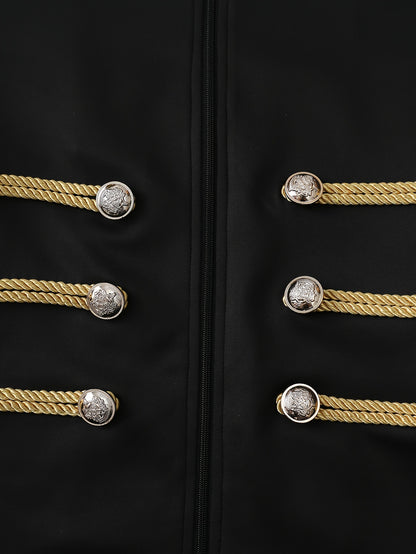 Blazer Feminino Chic – Barra Fria, Manga Longa & Botões Decorativos