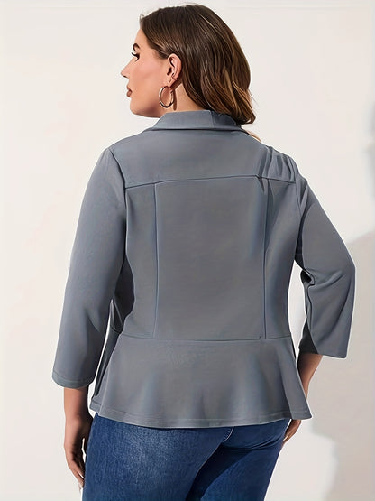 Blazer Feminino Plus Size – Manga ¾, Gola Lapela, Uso Profissional