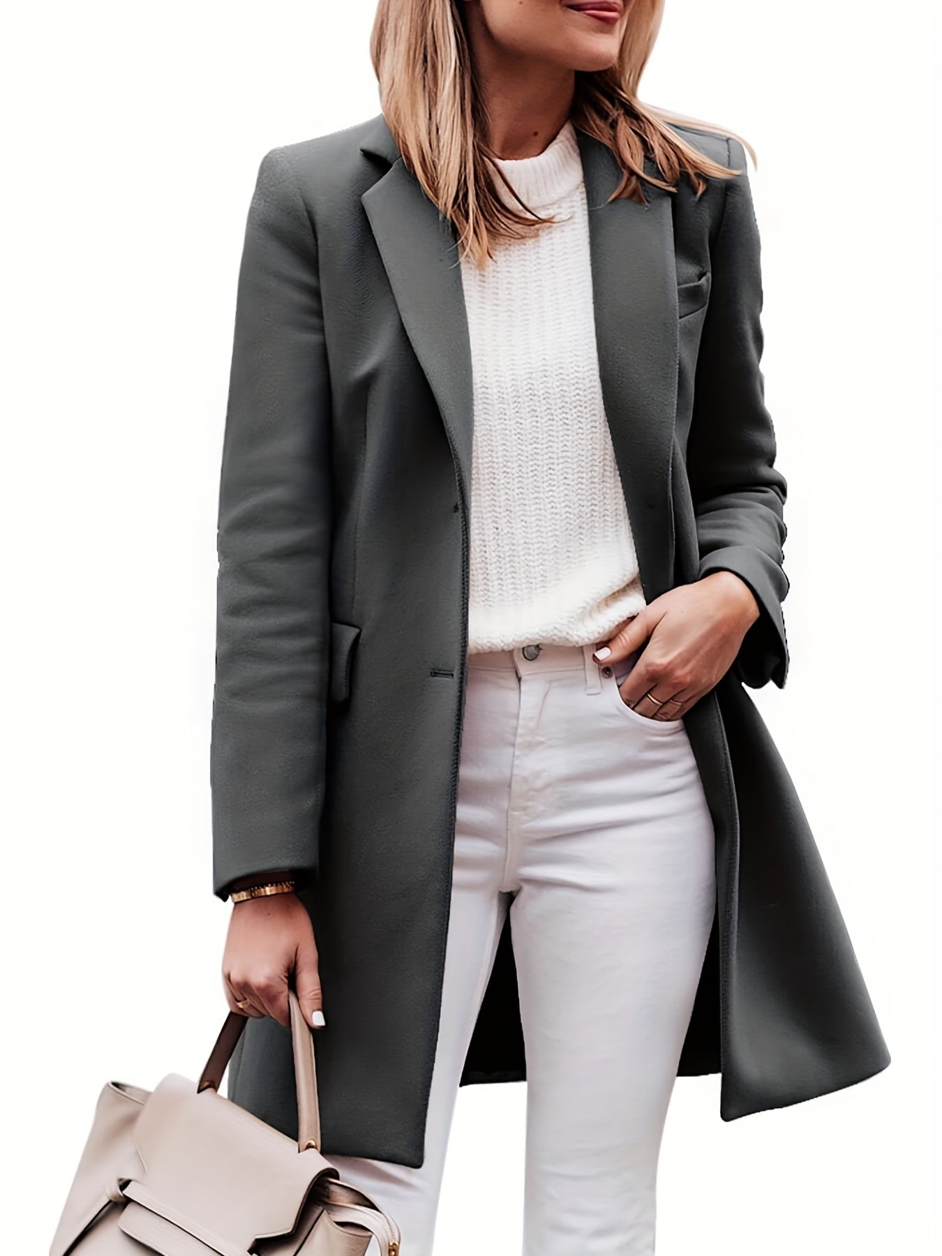 Sobretudo Wool-Blend Lapela – Elegância Inverno