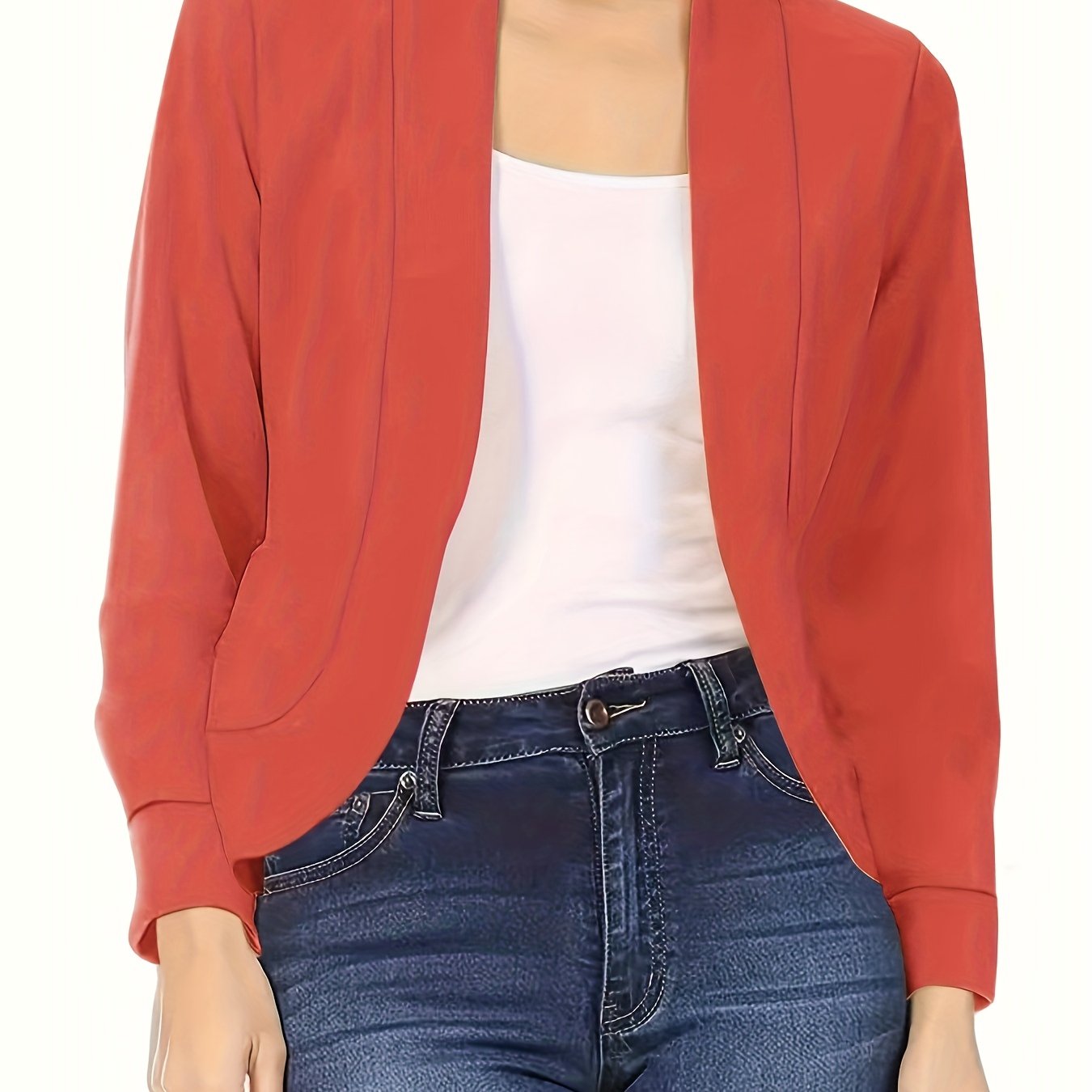 Blazer Feminino Gola Lapela – Manga Longa, Corte Aberto, Versátil Escritório/Casual