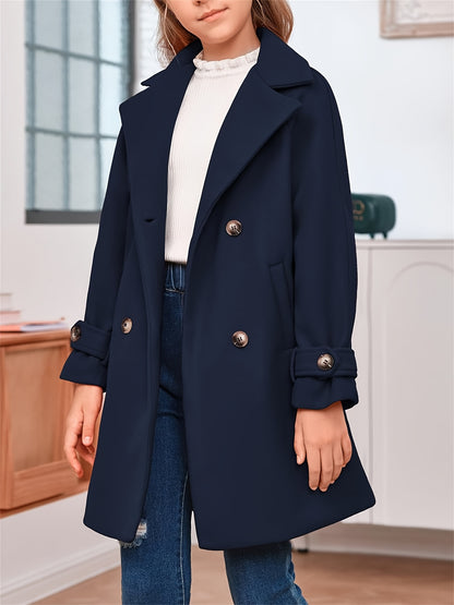 Casaco Infantil Lã-Blend Duplo Botão – Estilo Clássico