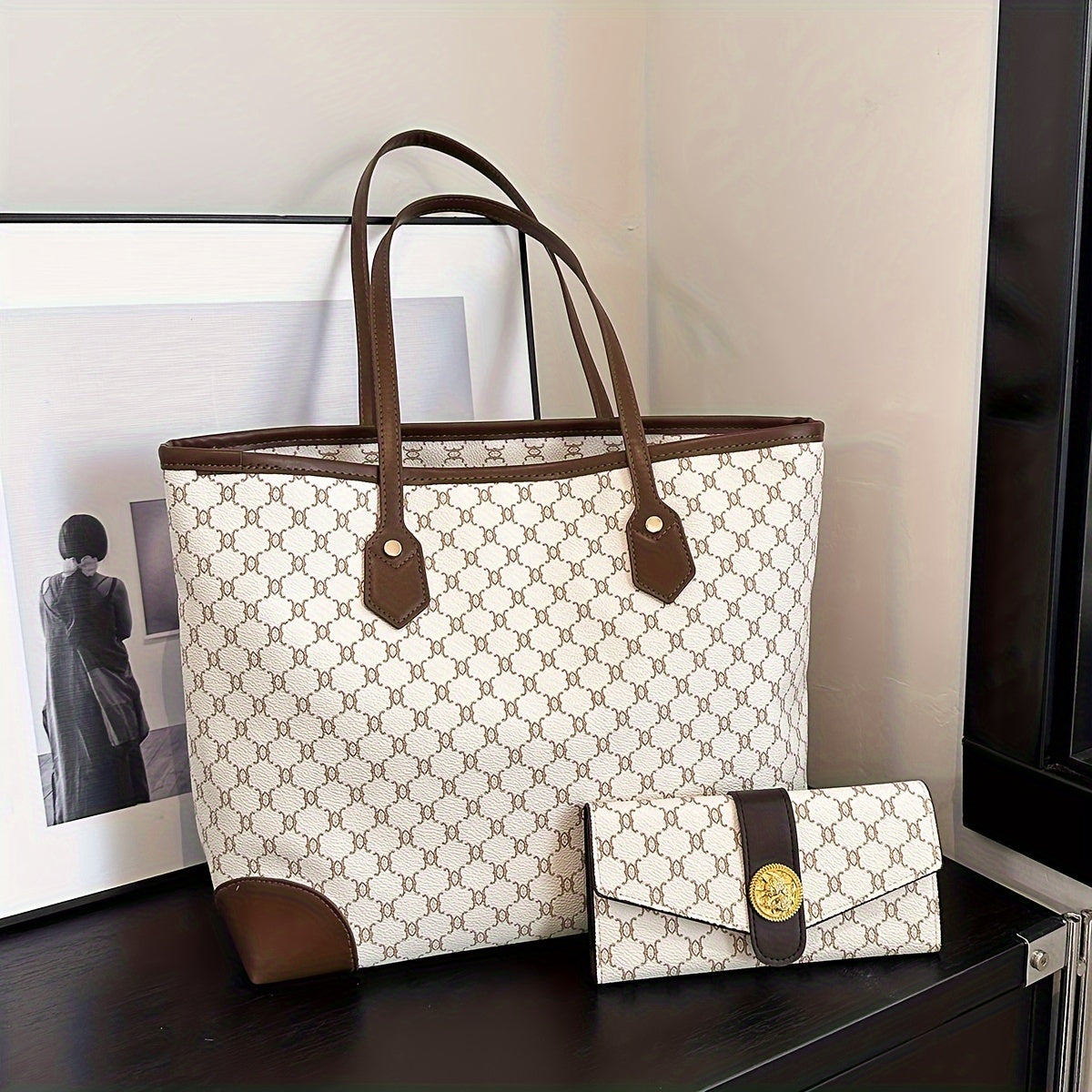 Bolsa Tote Feminina Texturizada com Carteira – Estilo Clássico e Elegância para o Dia a Dia