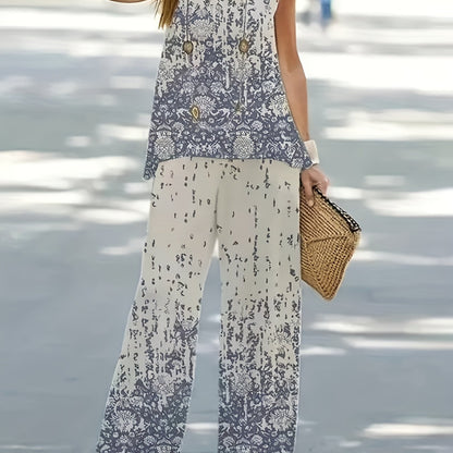 Conjunto Plus Size Feminino Listras Colorblock – Top Regata + Calça Reta