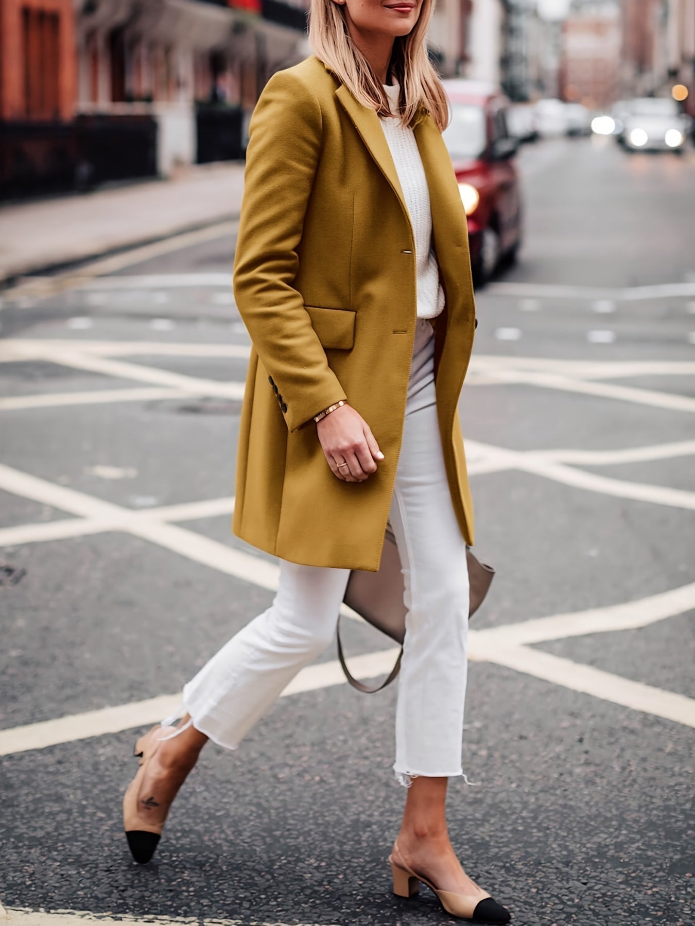 Sobretudo Wool-Blend Lapela – Elegância Inverno