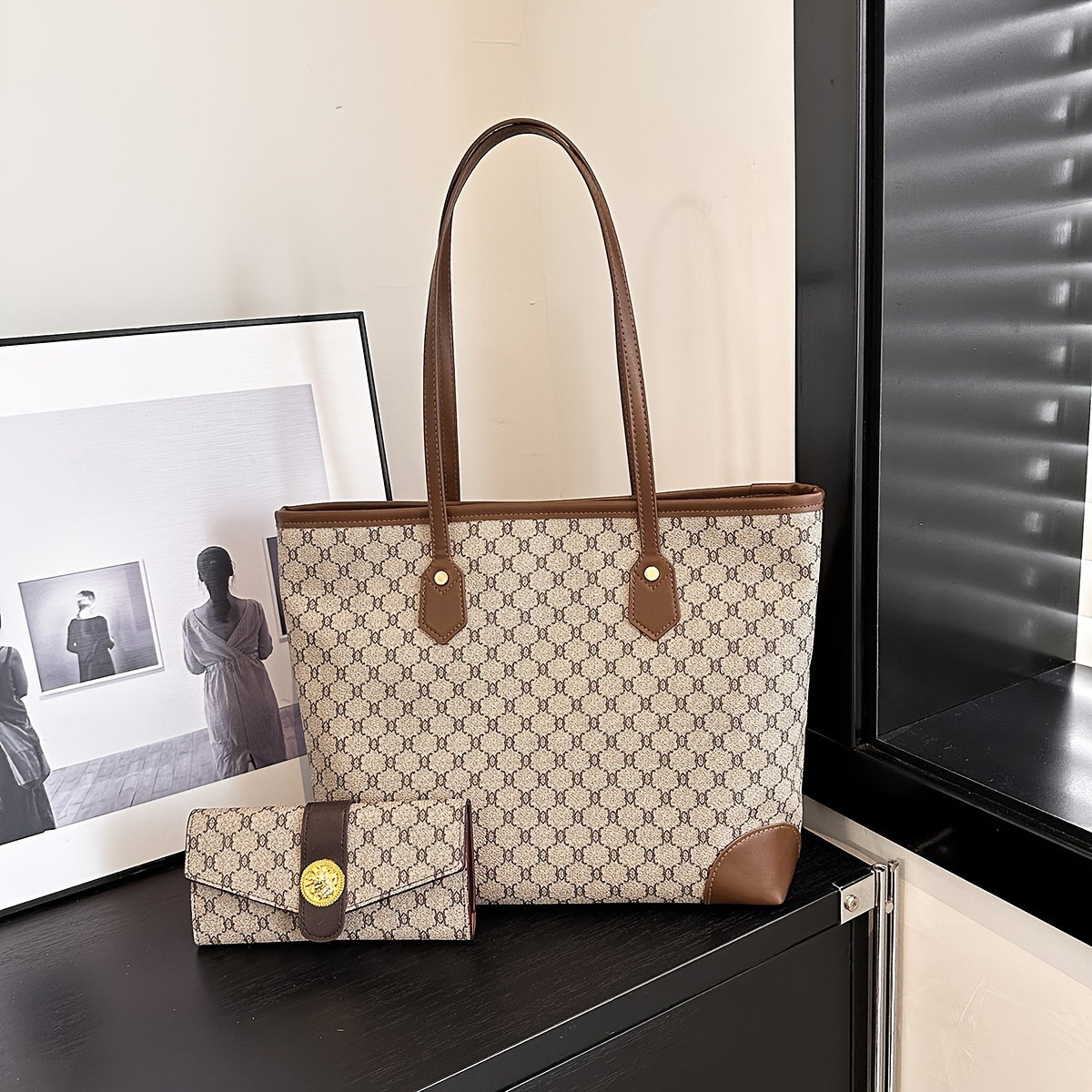 Conjunto Feminino Tote Clássico + Carteira – Inspiração Retrô com Capacidade e Elegância