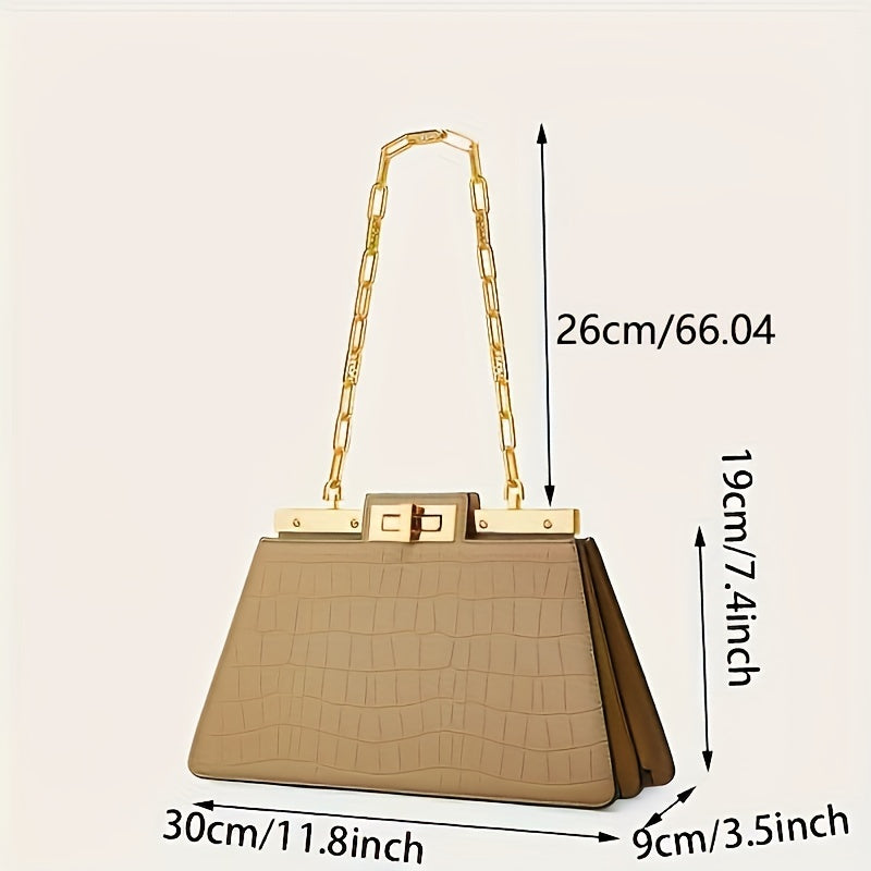 Bolsa Feminina Ombro & Transversal em Couro Genuíno – Corrente Dourada & Clip Premium