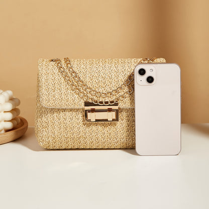 Bolsa Feminina Trançada Ombro/Transversal – Alça Corrente & Interior Espaçoso