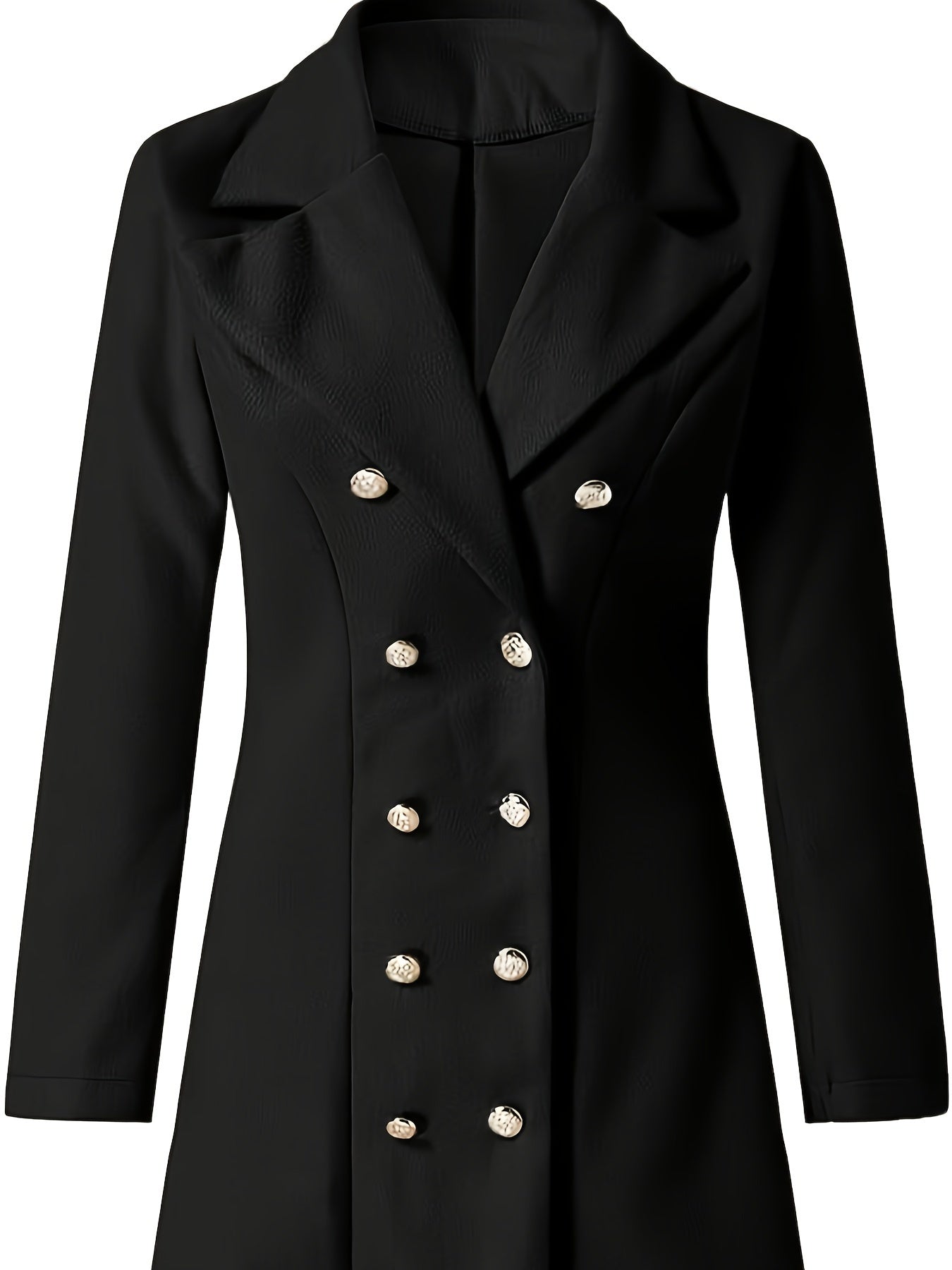 Blazer Feminino Plus Size – Abotoamento Duplo, Gola Lapela, Manga Longa