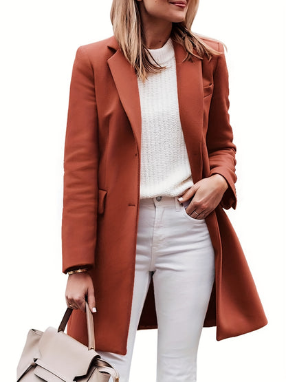 Sobretudo Wool-Blend Lapela – Elegância Inverno